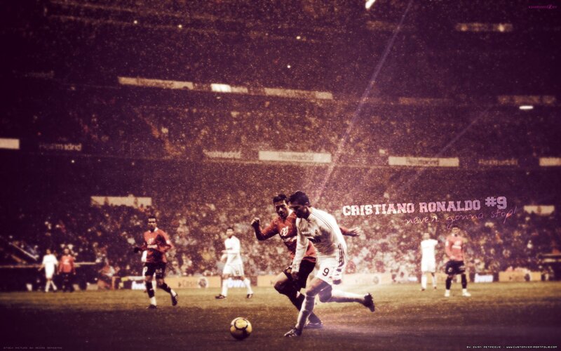 Cristiano Ronaldo Playing Soccer — Purple