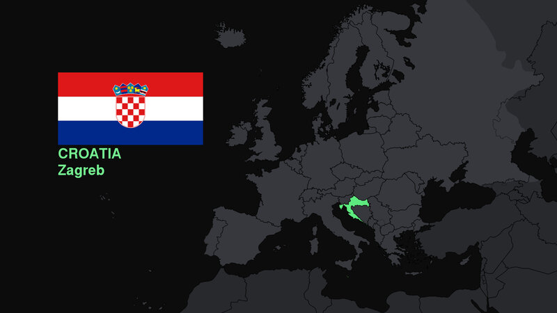 Croatia on a map