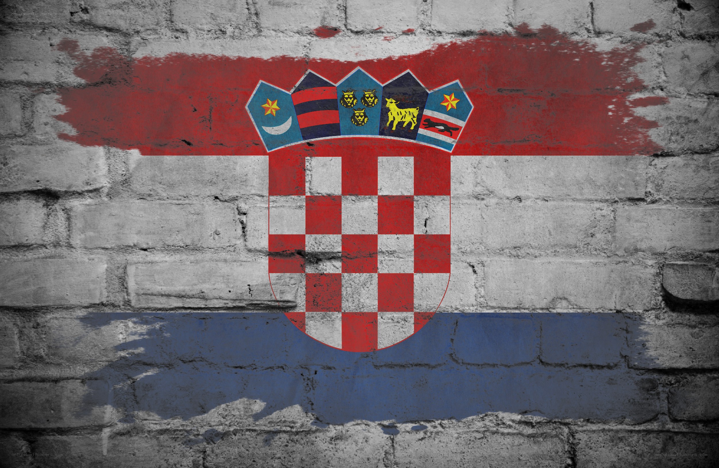 Croatian flag on brick wall