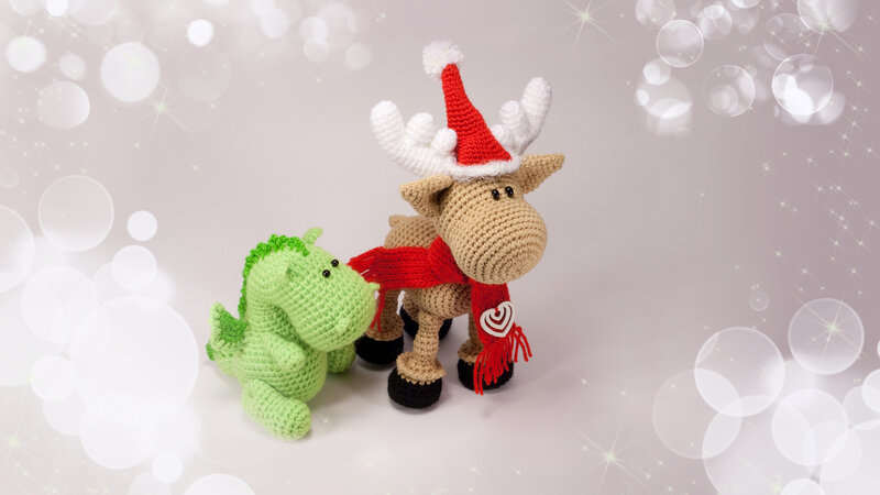 Crochet Reindeer and Dragon — Beige