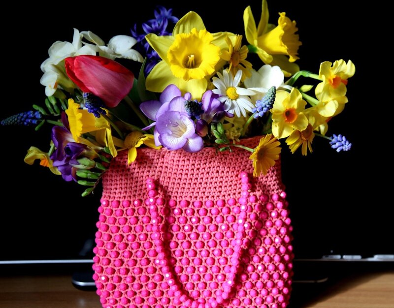 Crocheted Bag with Flowers