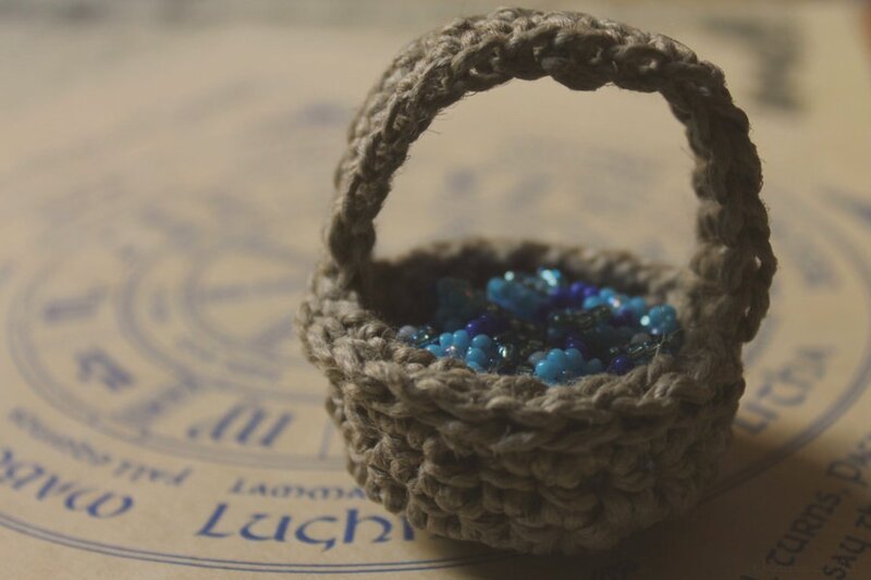 Crocheted Basket with Beads