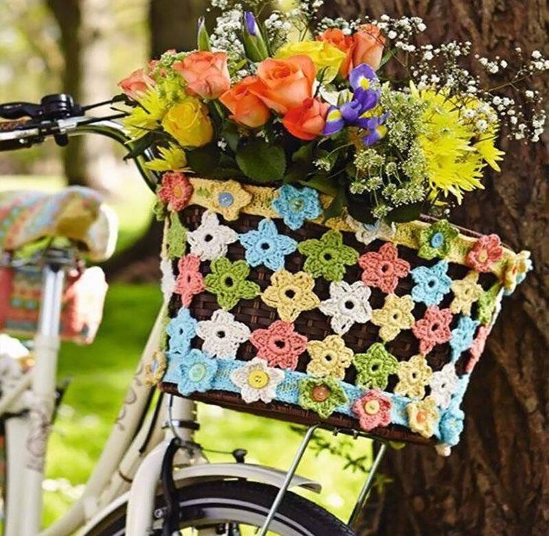 Crocheted Basket with Flowers