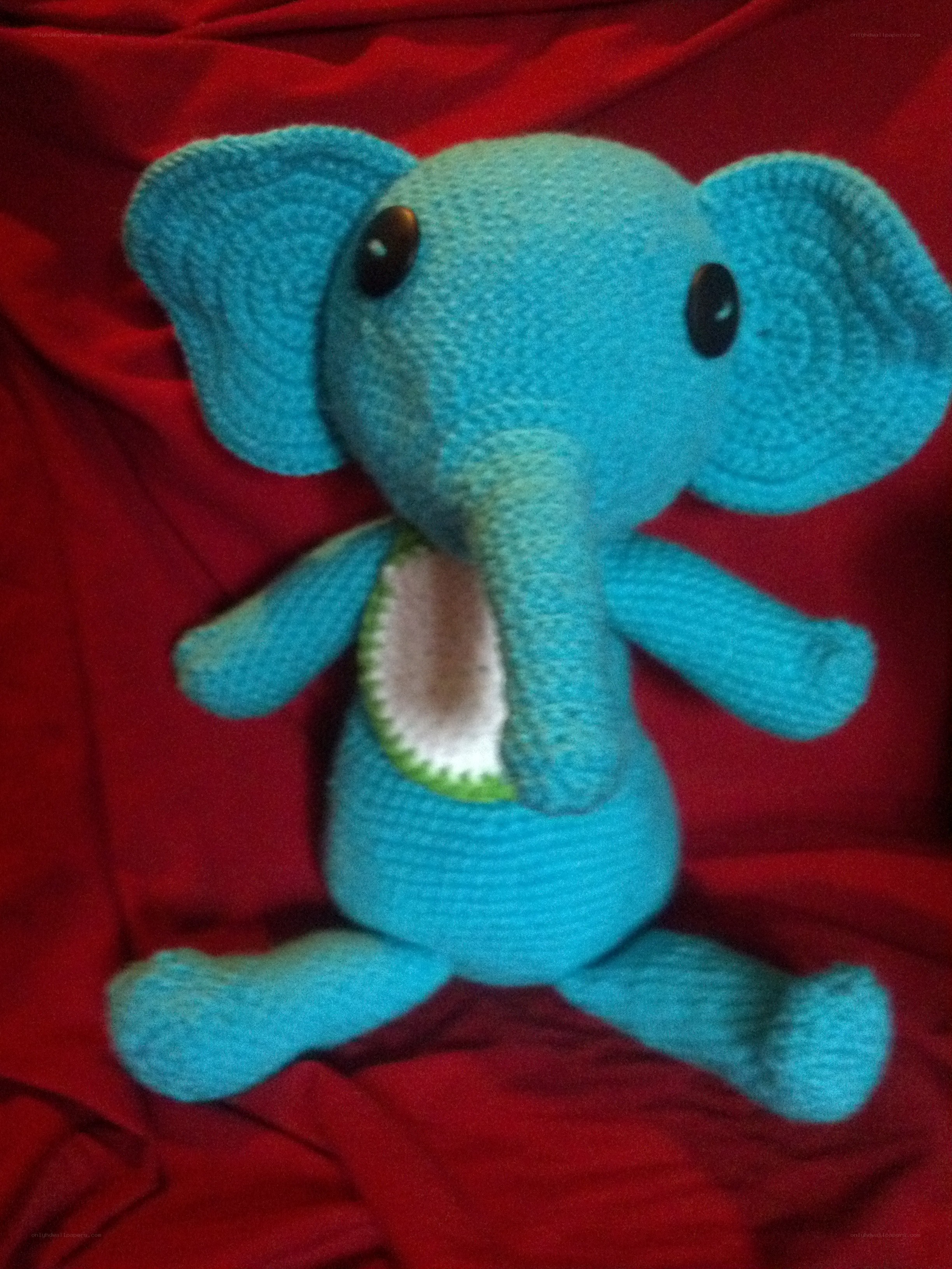crocheted blue elephant toy