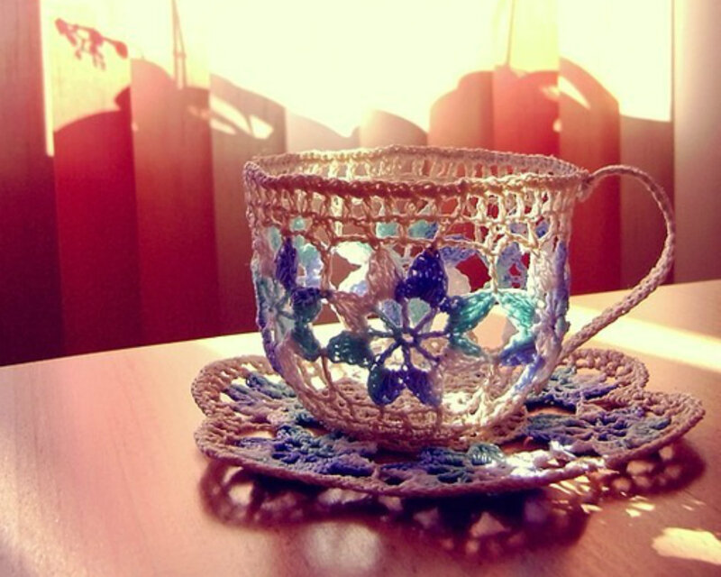 Crocheted Cup and Saucer