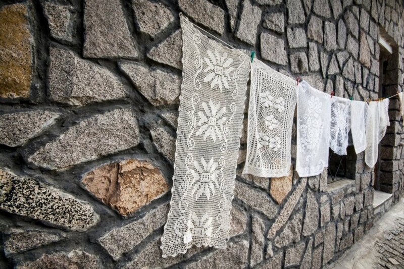 Crocheted Doilies on Wall