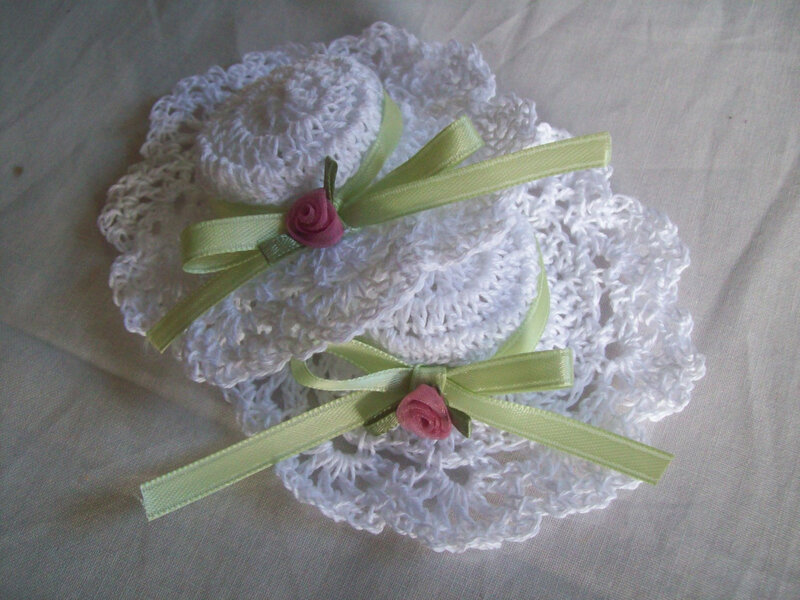 Crocheted Hats with Ribbons