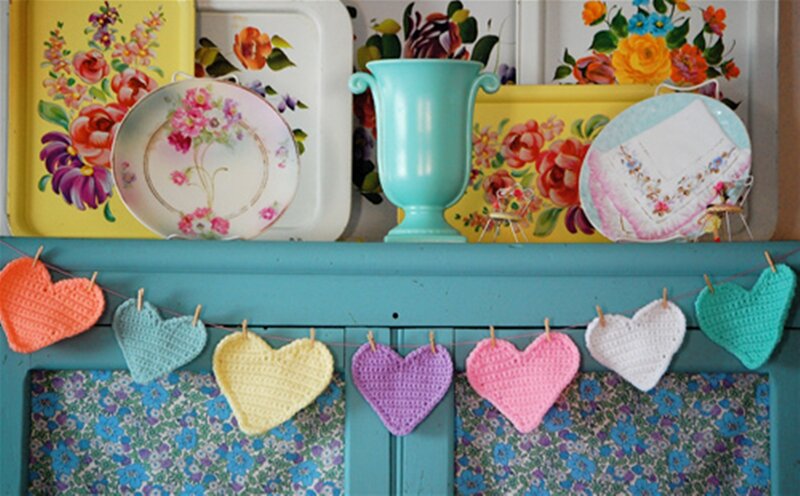 Crocheted Heart Garland