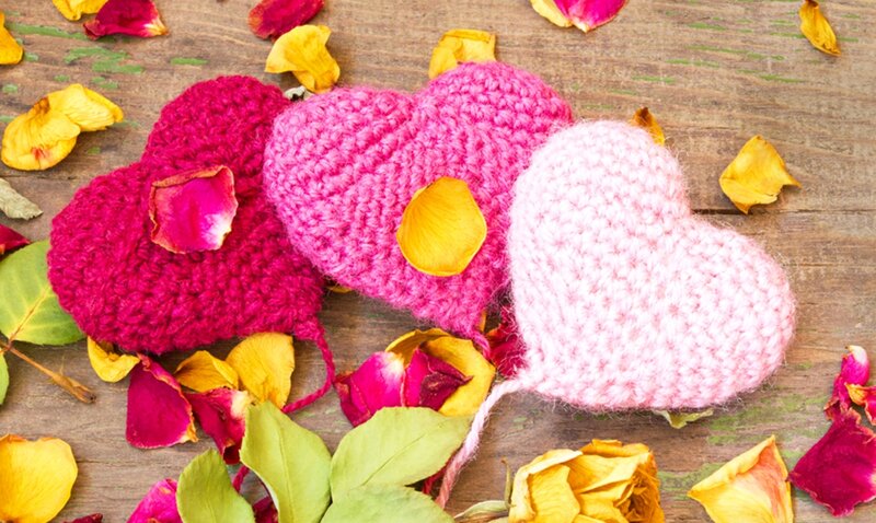Crocheted Hearts with Petals