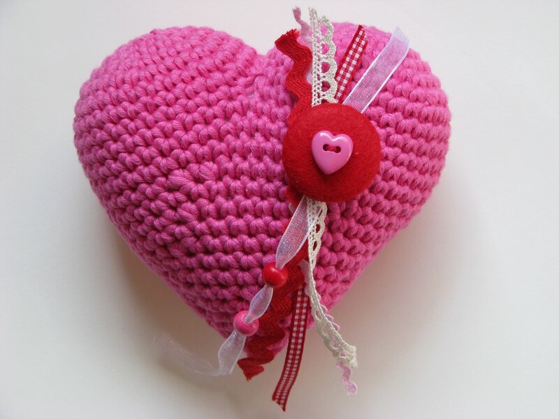 Crocheted Pink Heart