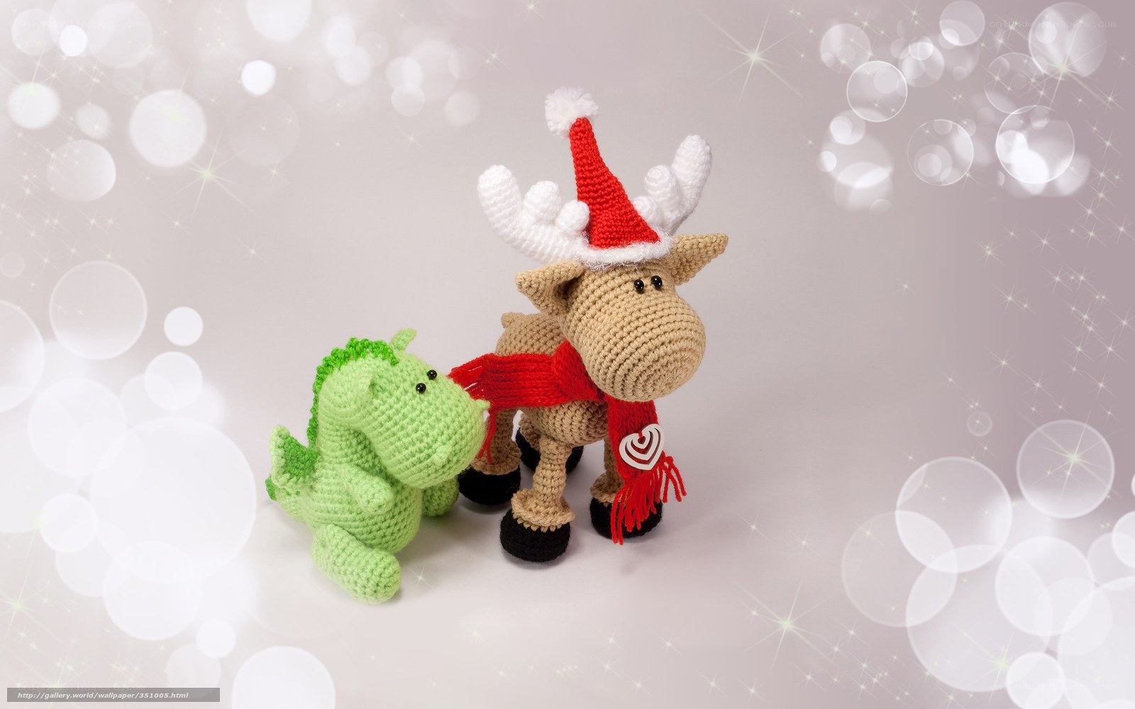 Crocheted reindeer and dragon
