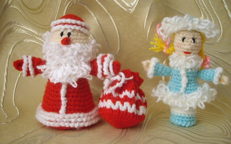 Crocheted Santa and Doll