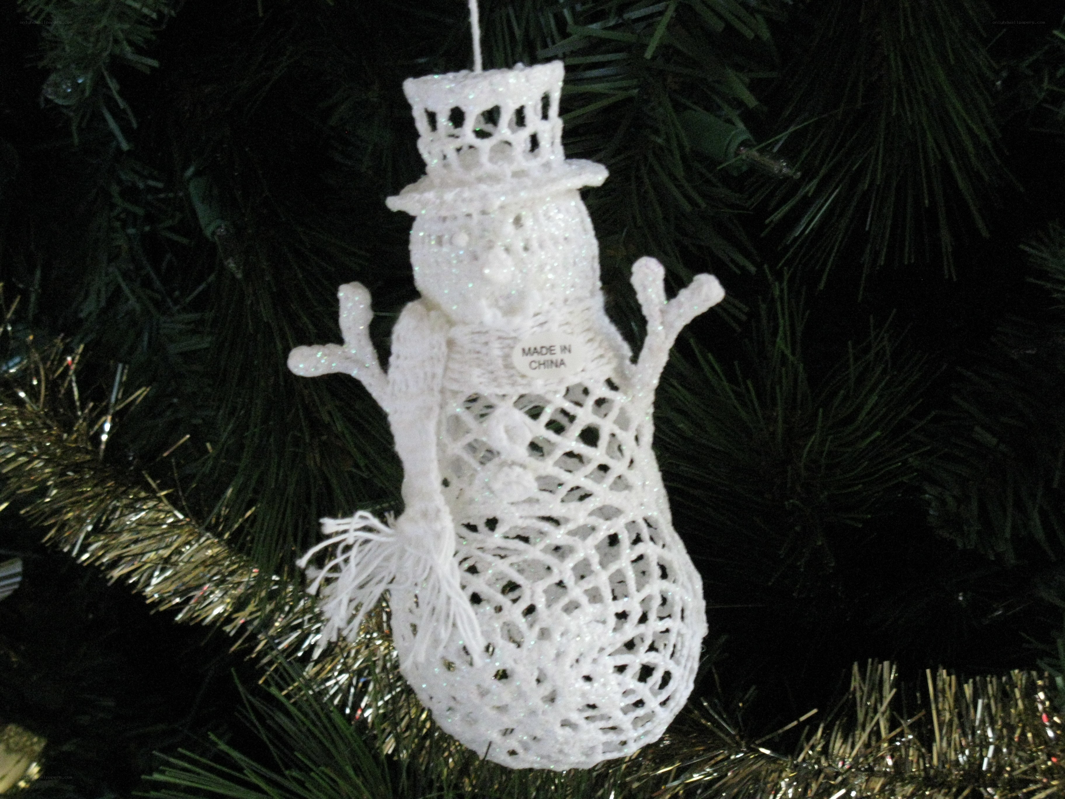 Crocheted snowman ornament