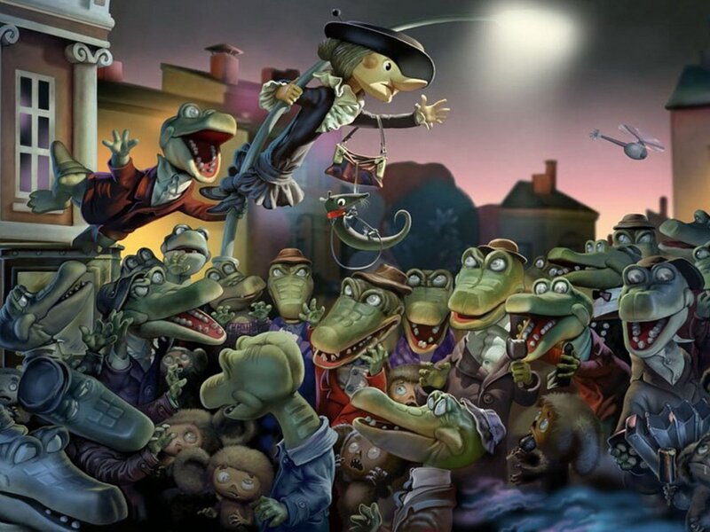 crocodile crowd scene
