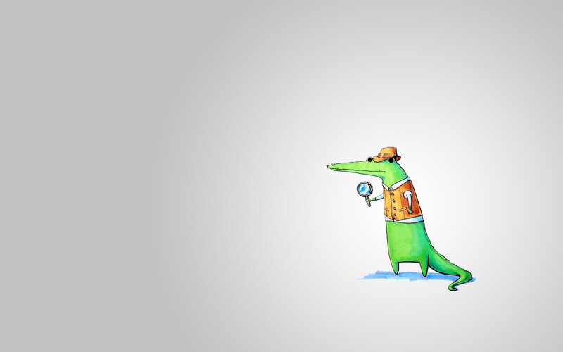 crocodile detective with magnifying glass