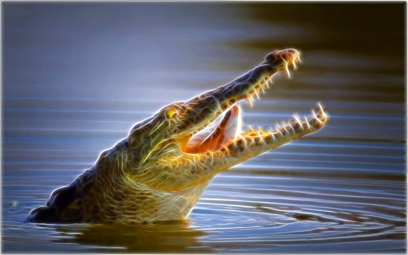 Crocodile with Open Mouth — Blue
