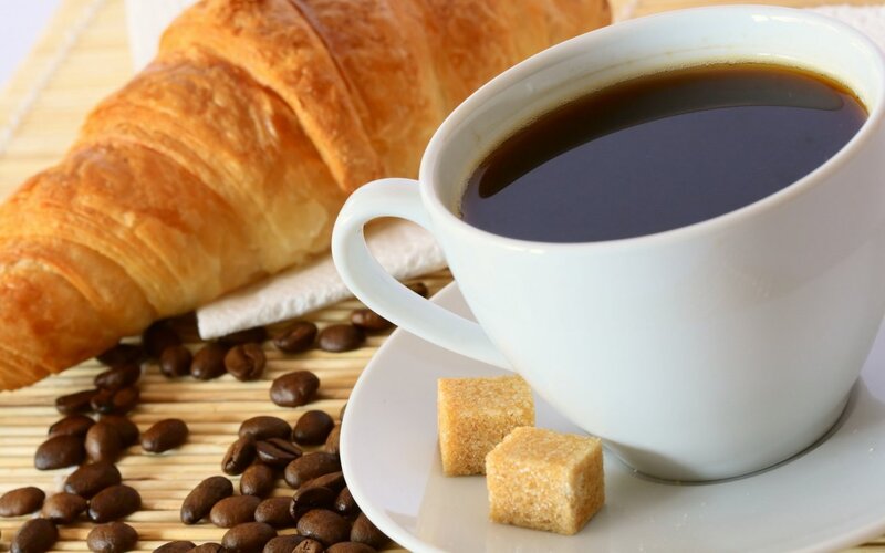Croissant and Coffee Cup — Brown, Calm