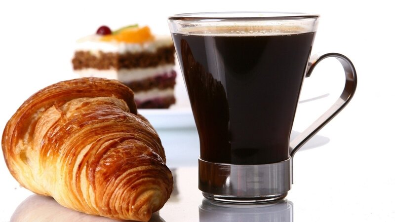 Croissant and Coffee Cup — Brown, Neutral
