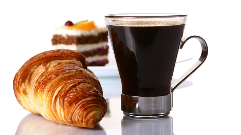 Croissant and Coffee Cup — White