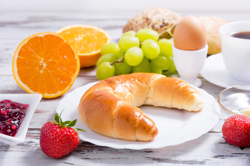 Croissant and Fruit Breakfast