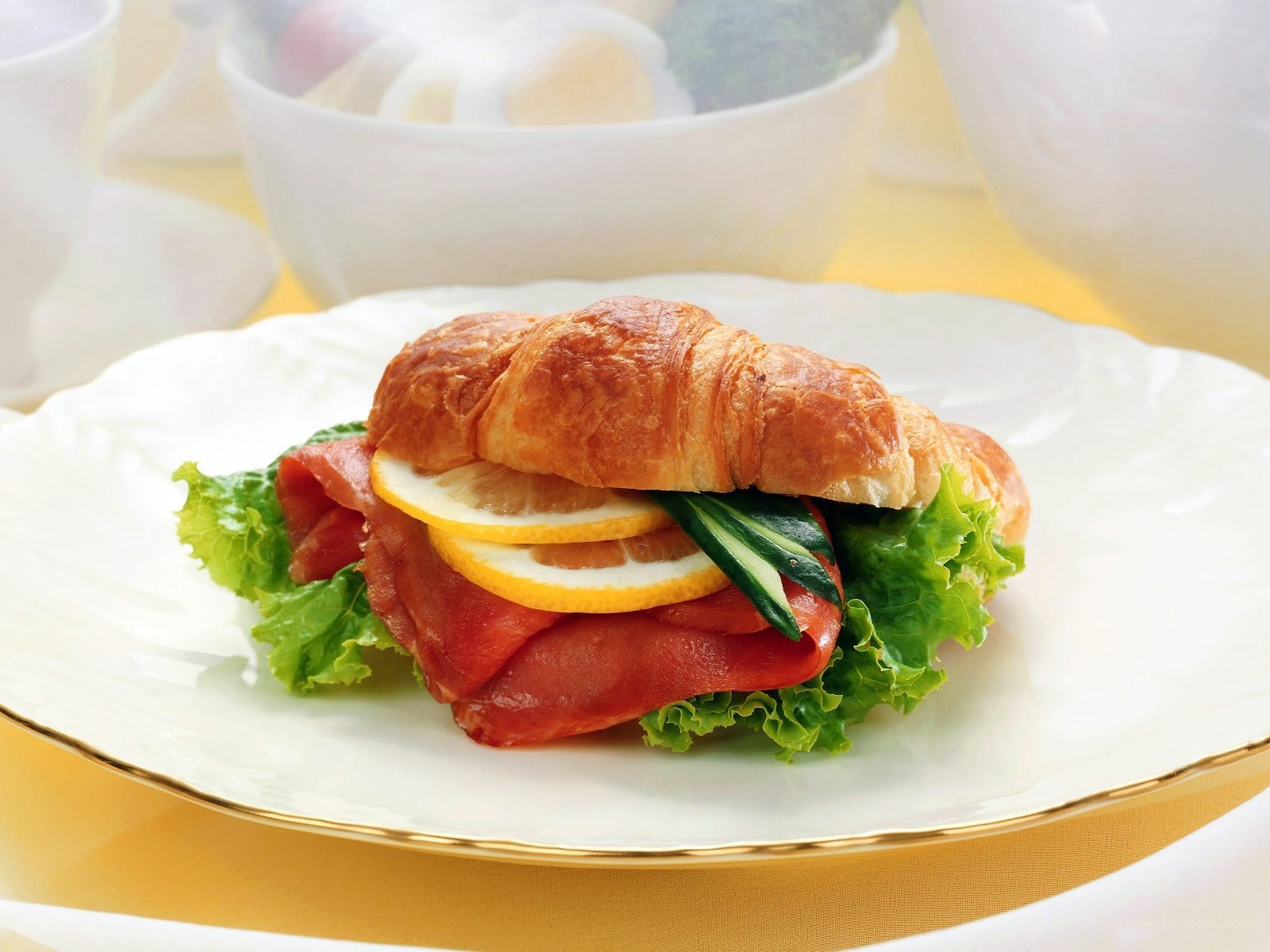 croissant sandwich with smoked salmon