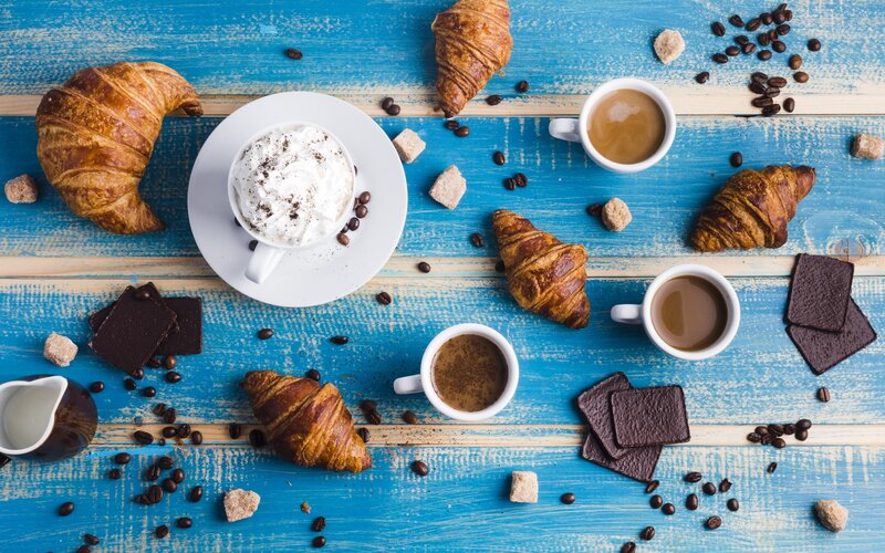 Croissants and Coffee — Blue, Calm