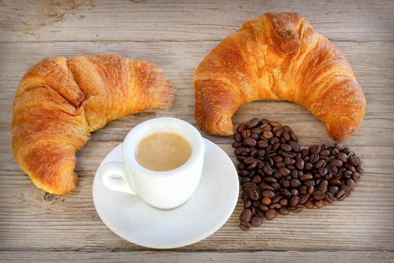 Croissants and Coffee — Brown, Calm, Morning, Photograph