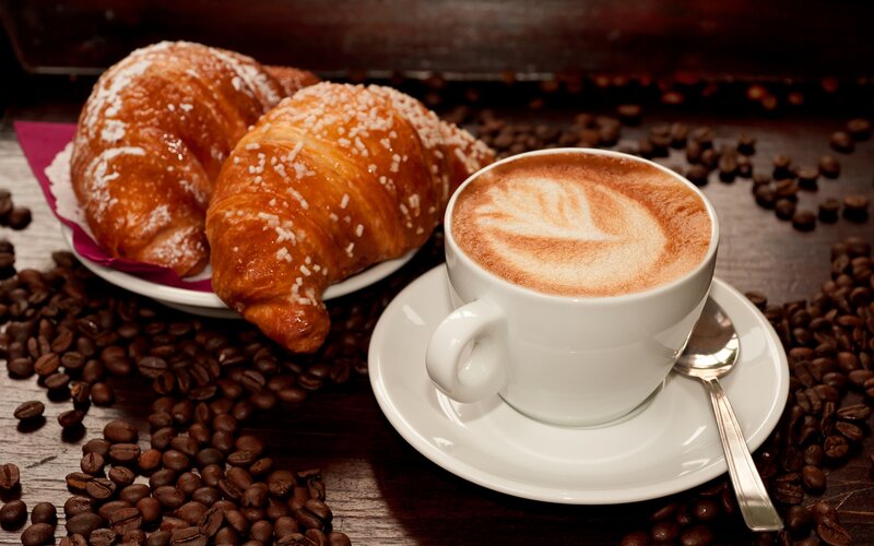 Croissants and Coffee — Brown, Cozy
