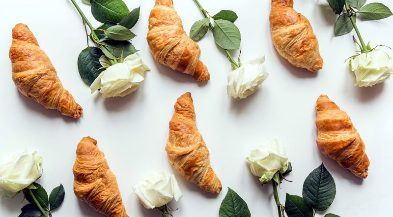 Croissants with White Roses