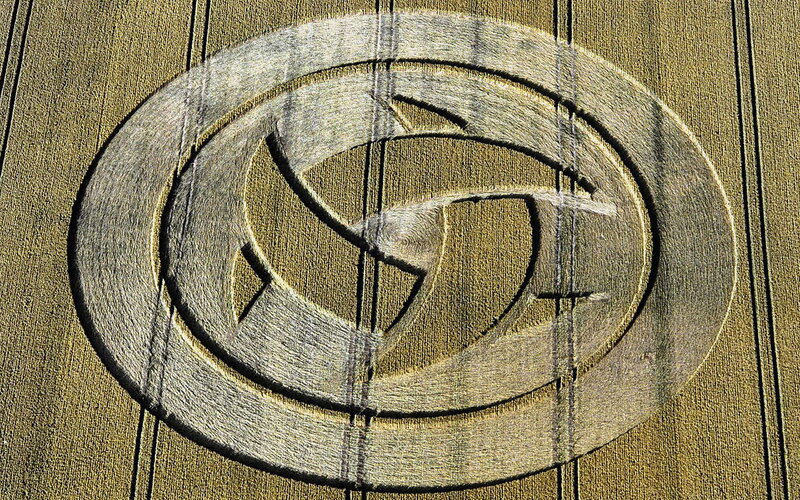 Crop circle design in field