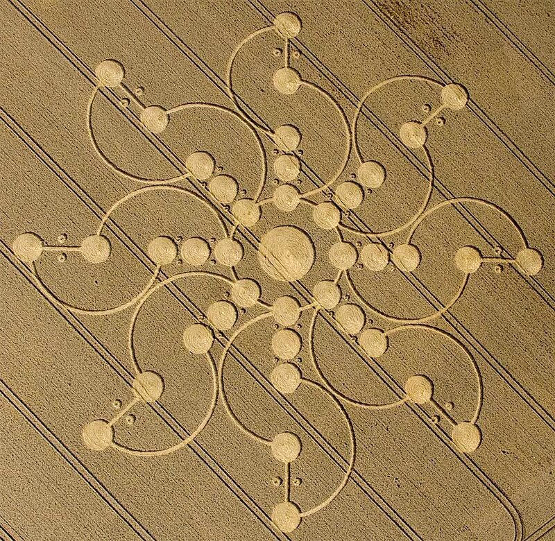 Crop circle formation in field