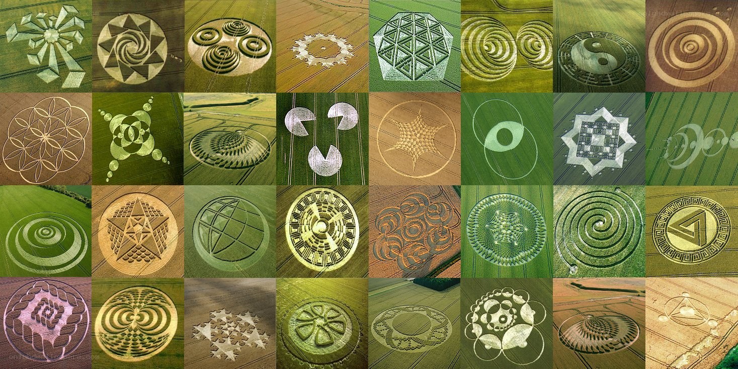 Crop circle formations collage