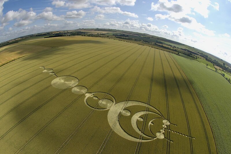 Crop Circle in Field — Green, Serene, Afternoon, Photograph