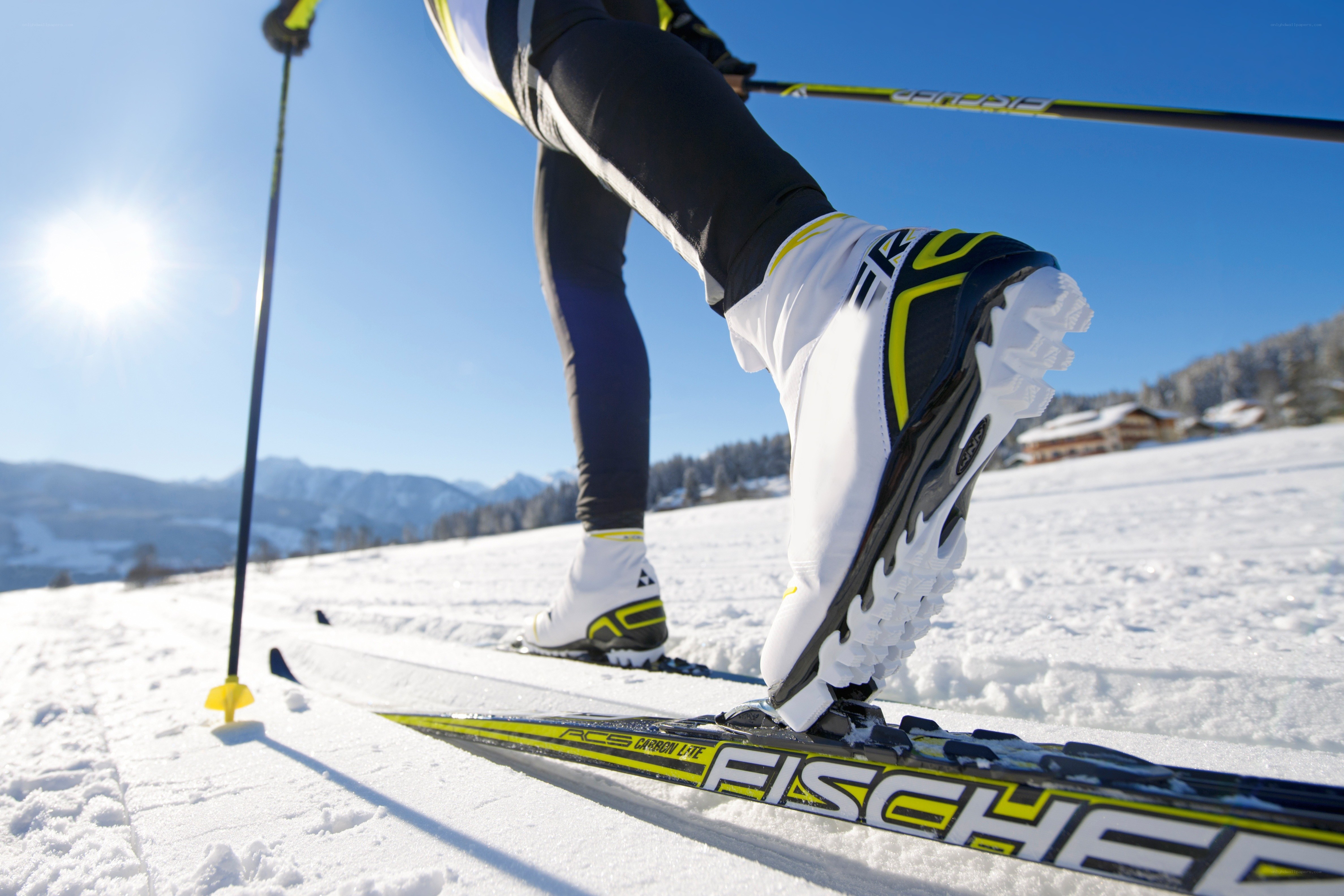 Cross-country skiing in the snow