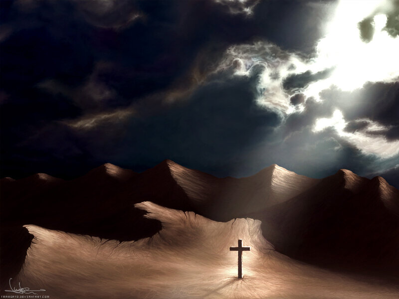 Cross in Desert Landscape