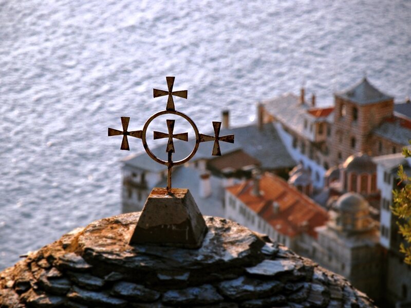 Cross on a stone roof