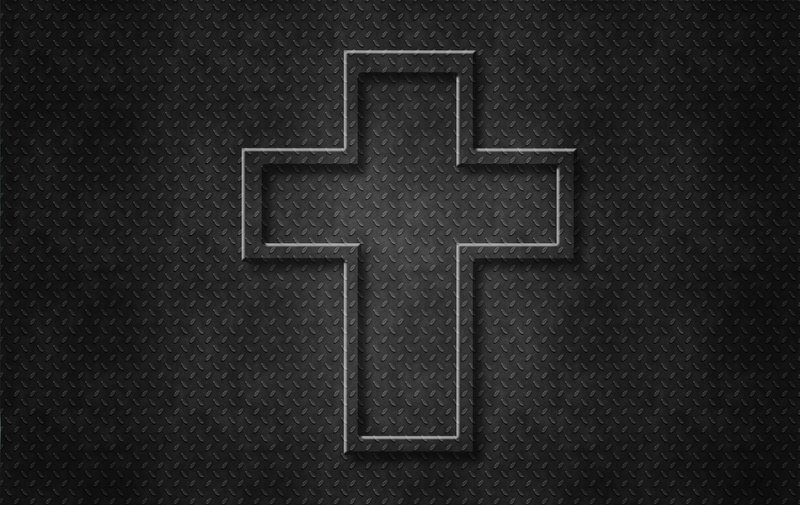 Cross on Metal Surface — Black, Dark