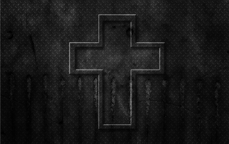Cross on Metal Surface — Black