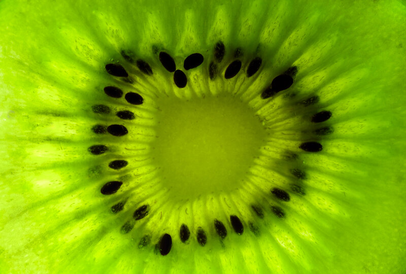 Cross-section of Kiwi Fruit — Green, Natural, Photograph