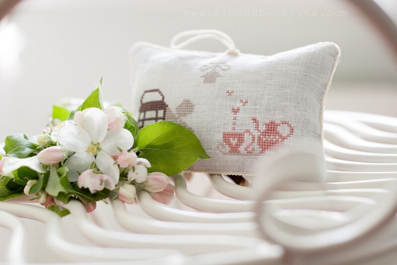 Cross-stitch Pillow with Flowers