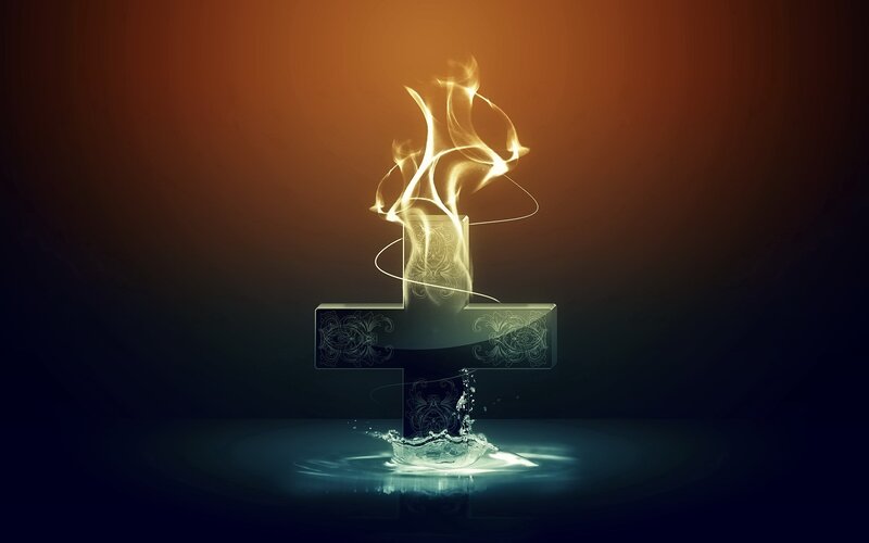 Cross with Fire and Water — Orange