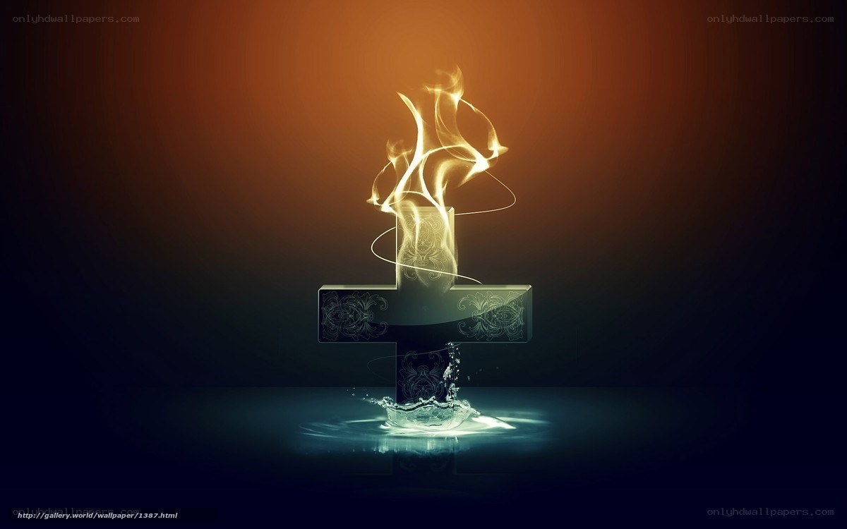 Cross with fire and water