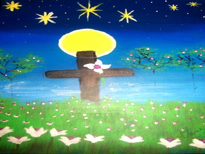 Cross with Flower in Field
