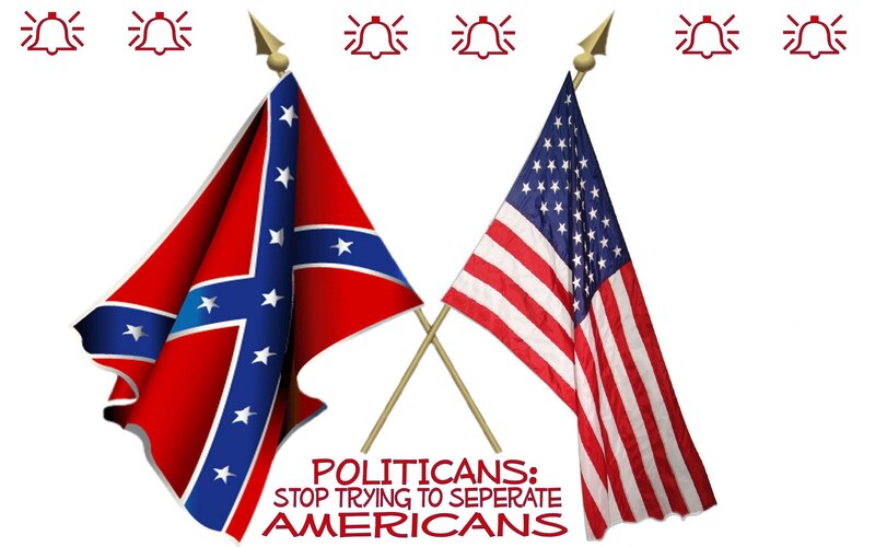 Crossed Confederate and American Flags