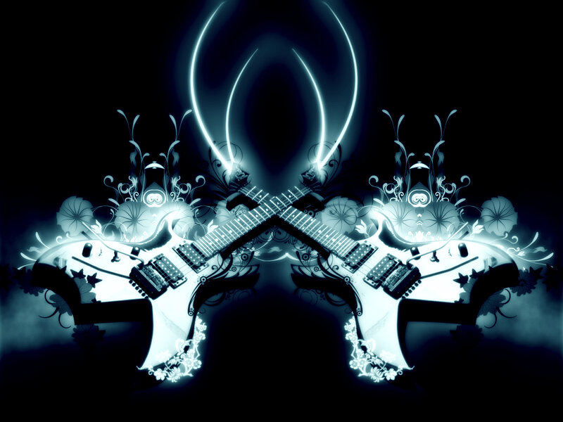 Crossed Electric Guitars — Blue
