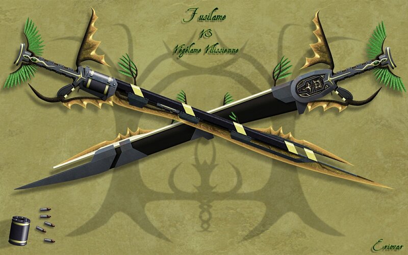 Crossed Fantasy Swords — Black