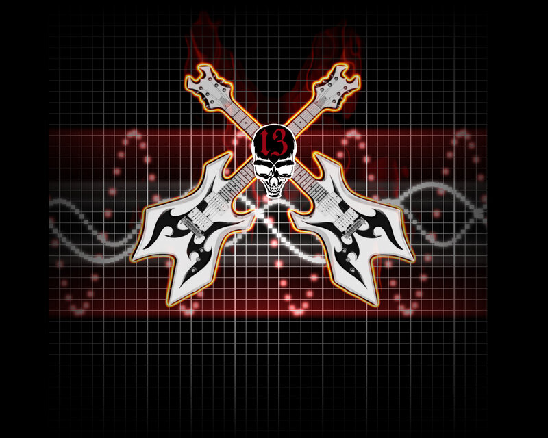 Crossed Guitars and Skull