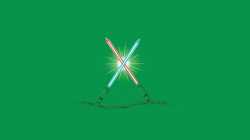 Crossed Lightsabers — Green