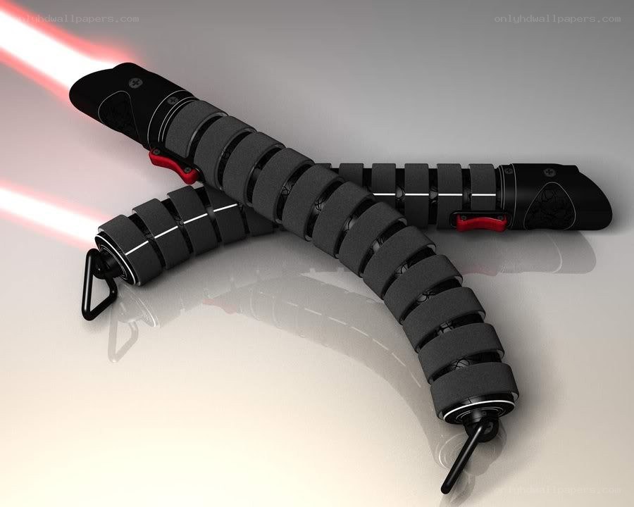 Crossed red lightsabers
