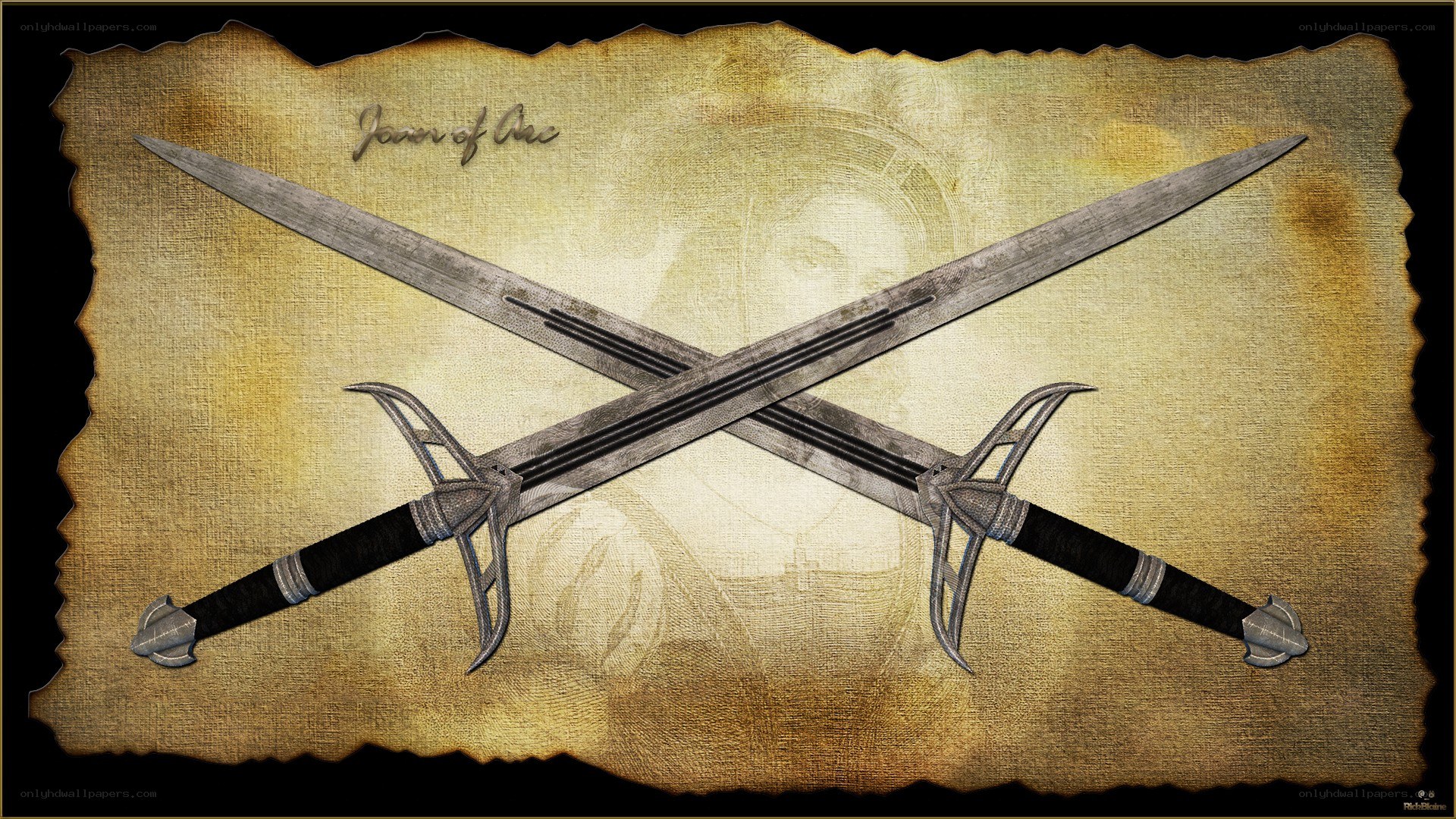 Crossed swords on parchment